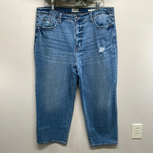 NWOT Wonderly Cropped Straight Denim Jeans Distressed 16R